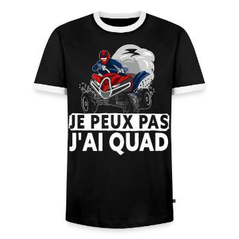 I Can't I Have Quad - Men's Ringer Shirt - black/white - Front - AI Model Female 172 light (172cm) & AI Model Male 178 light (178cm)