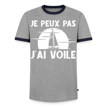 Je Peux Pas J'Ai Voile - T-shirt contrasté Homme - gris/marine  - Devant - AI Model Female 172 light (172cm) & AI Model Male 178 light (178cm)