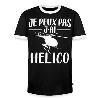 Je Peux Pas J'Ai Helico - T-shirt contrasté Homme - noir/blanc - Devant - AI Model Female 172 light (172cm) & AI Model Male 178 light (178cm)
