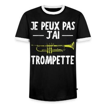 Je Peux Pas J'ai Trompette - T-shirt contrasté Homme - noir/blanc - Devant - AI Model Female 172 light (172cm) & AI Model Male 178 light (178cm)