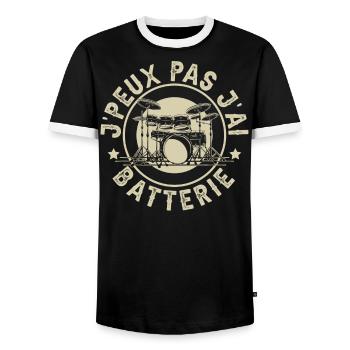 Je Peux Pas J'Ai Batterie - T-shirt contrasté Homme - noir/blanc - Devant - AI Model Female 172 light (172cm) & AI Model Male 178 light (178cm)