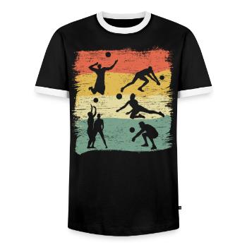 Volleyball Beach Volleyball Volleyball Volleyball Players - Men's Ringer Shirt - black/white - Front - AI Model Female 172 light (172cm) & AI Model Male 178 light (178cm)