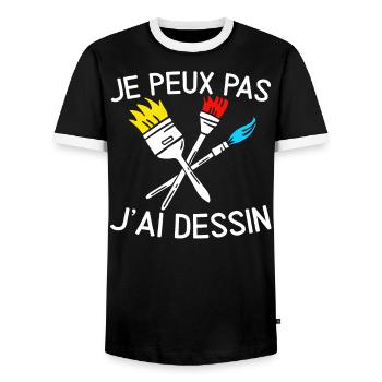 Je Peux Pas J'Ai Dessin - T-shirt contrasté Homme - noir/blanc - Devant - AI Model Female 172 light (172cm) & AI Model Male 178 light (178cm)