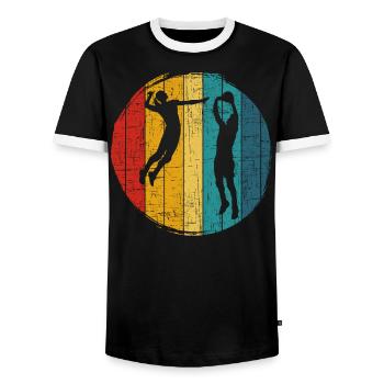 Volleyball Beach Volleyball Volleyball Volleyball Players - Men's Ringer Shirt - black/white - Front - AI Model Female 172 light (172cm) & AI Model Male 178 light (178cm)