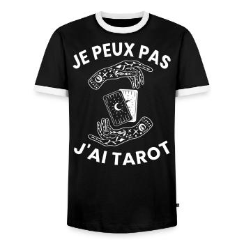 Je Peux Pas J'Ai Tarot - T-shirt contrasté Homme - noir/blanc - Devant - AI Model Female 172 light (172cm) & AI Model Male 178 light (178cm)