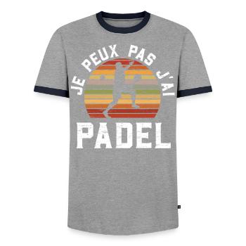 Je Peux Pas J'Ai Padel - T-shirt contrasté Homme - gris/marine  - Devant - AI Model Female 172 light (172cm) & AI Model Male 178 light (178cm)