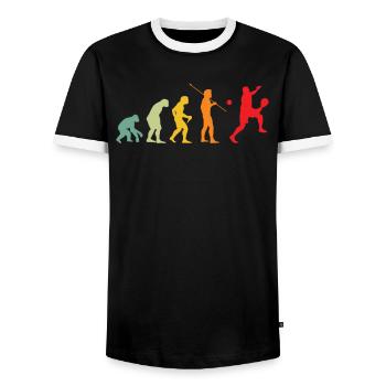 Évolution Padeliste Joueur De Padel - T-shirt contrasté Homme - noir/blanc - Devant - AI Model Female 172 light (172cm) & AI Model Male 178 light (178cm)