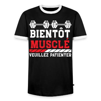 Bientôt Musclé Veuillez Patienter - T-shirt contrasté Homme - noir/blanc - Devant - AI Model Female 172 light (172cm) & AI Model Male 178 light (178cm)