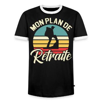 Mon Plan De Retraite Rando Randonnée - T-shirt contrasté Homme - noir/blanc - Devant - AI Model Female 172 light (172cm) & AI Model Male 178 light (178cm)