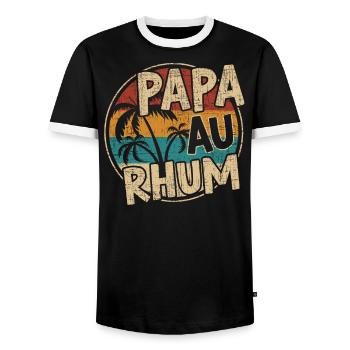 Papa Au Rhum Apéro Fête Des Pères - T-shirt contrasté Homme - noir/blanc - Devant - AI Model Female 172 light (172cm) & AI Model Male 178 light (178cm)