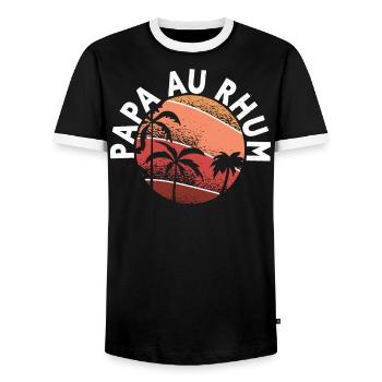 Papa Au Rhum Apéro Fête Des Pères - T-shirt contrasté Homme - noir/blanc - Devant - AI Model Female 172 light (172cm) & AI Model Male 178 light (178cm)