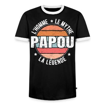 Papou L'Homme Le Mythe La Légende - T-shirt contrasté Homme - noir/blanc - Devant - AI Model Female 172 light (172cm) & AI Model Male 178 light (178cm)