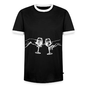 Wein Erschaffung Adams Weinliebhaber - Männer Kontrast-T-Shirt - Schwarz/Weiß - Vorne - AI Model Female 172 light (172cm) & AI Model Male 178 light (178cm)