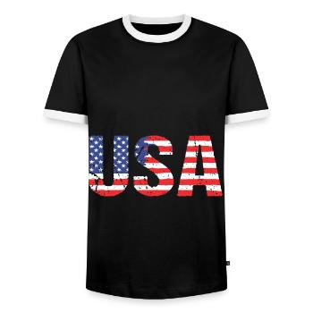 USA Amérique Flag Vintage US - T-shirt contrasté Homme - noir/blanc - Devant - AI Model Female 172 light (172cm) & AI Model Male 178 light (178cm)