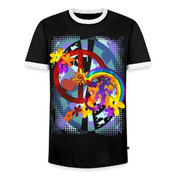 FLOWER POWER abstrakt - Männer Kontrast-T-Shirt - Schwarz/Weiß - Vorne - AI Model Female 172 light (172cm) & AI Model Male 178 light (178cm)