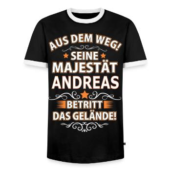 ANDREAS - Männer Kontrast-T-Shirt - Schwarz/Weiß - Vorne - AI Model Female 172 light (172cm) & AI Model Male 178 light (178cm)