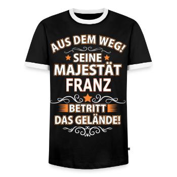 FRANZ - Männer Kontrast-T-Shirt - Schwarz/Weiß - Vorne - AI Model Female 172 light (172cm) & AI Model Male 178 light (178cm)