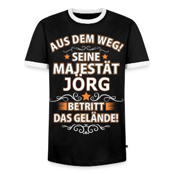 JÖRG - Männer Kontrast-T-Shirt - Schwarz/Weiß - Vorne - AI Model Female 172 light (172cm) & AI Model Male 178 light (178cm)