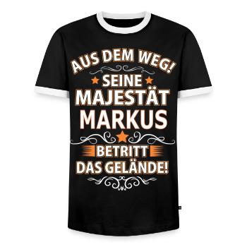 MARKUS - Männer Kontrast-T-Shirt - Schwarz/Weiß - Vorne - AI Model Female 172 light (172cm) & AI Model Male 178 light (178cm)