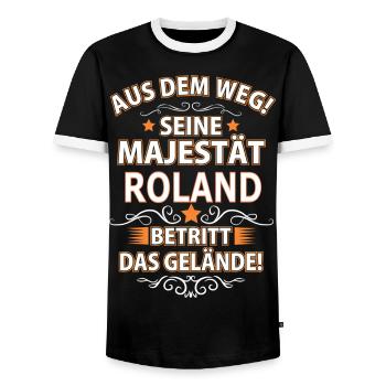 ROLAND - Männer Kontrast-T-Shirt - Schwarz/Weiß - Vorne - AI Model Female 172 light (172cm) & AI Model Male 178 light (178cm)
