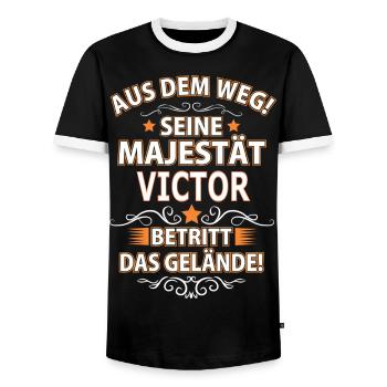 VICTOR - Männer Kontrast-T-Shirt - Schwarz/Weiß - Vorne - AI Model Female 172 light (172cm) & AI Model Male 178 light (178cm)