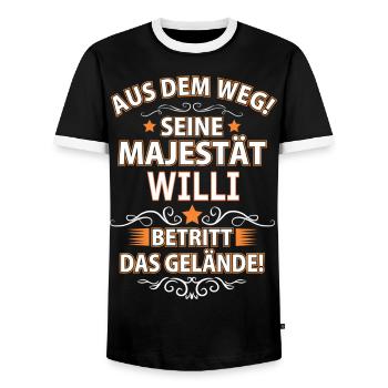 WILLI - Männer Kontrast-T-Shirt - Schwarz/Weiß - Vorne - AI Model Female 172 light (172cm) & AI Model Male 178 light (178cm)