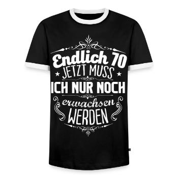 70. Geburtstag - Männer Kontrast-T-Shirt - Schwarz/Weiß - Vorne - AI Model Female 172 light (172cm) & AI Model Male 178 light (178cm)