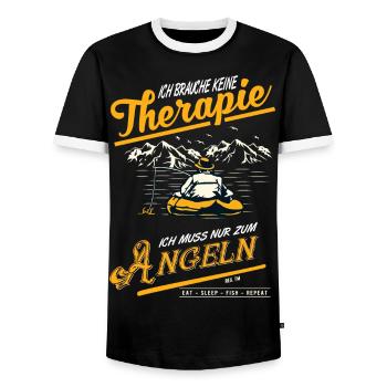 Keine Therapie nur Angeln Angler Geschenk - Männer Kontrast-T-Shirt - Schwarz/Weiß - Vorne - AI Model Female 172 light (172cm) & AI Model Male 178 light (178cm)