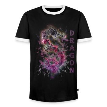 DRAGON DRACHE - Männer Kontrast-T-Shirt - Schwarz/Weiß - Vorne - AI Model Female 172 light (172cm) & AI Model Male 178 light (178cm)