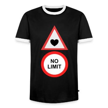 Herz Liebe Kein Limit Verkehrszeichen - Männer Kontrast-T-Shirt - Schwarz/Weiß - Vorne - AI Model Female 172 light (172cm) & AI Model Male 178 light (178cm)