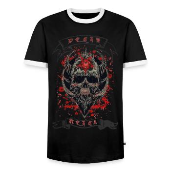 Death Metal Heavy Rock Music - Men's Ringer Shirt - black/white - Front - AI Model Female 172 light (172cm) & AI Model Male 178 light (178cm)
