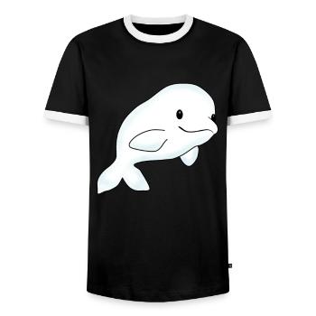 Beluga Whale White Whale Sea Fish Kids - Men's Ringer Shirt - black/white - Front - AI Model Female 172 light (172cm) & AI Model Male 178 light (178cm)