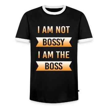 Bossy patron patron patron exécutif mère - T-shirt contrasté Homme - noir/blanc - Devant - AI Model Female 172 light (172cm) & AI Model Male 178 light (178cm)