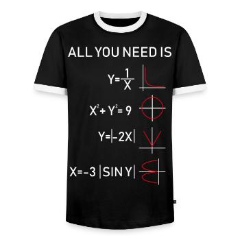 ALL YOU NEED IS LOVE Math white - Men's Ringer Shirt - black/white - Front - AI Model Female 172 light (172cm) & AI Model Male 178 light (178cm)