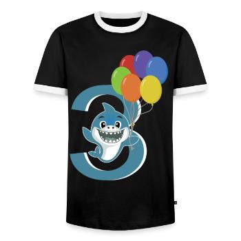 Drei Jahre | 3. Geburtstag | Ich bin schon 3 - Männer Kontrast-T-Shirt - Schwarz/Weiß - Vorne - AI Model Female 172 light (172cm) & AI Model Male 178 light (178cm)