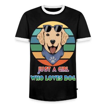 Just A Girl Who Loves Dog Funny Gift Dog School - T-shirt contrasté Homme - noir/blanc - Devant - AI Model Female 172 light (172cm) & AI Model Male 178 light (178cm)