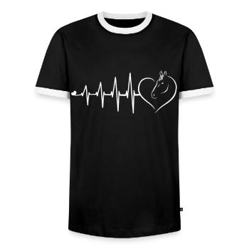 Rythme cardiaque rythme cardiaque rythme cardiaque tête de cheval - T-shirt contrasté Homme - noir/blanc - Devant - AI Model Female 172 light (172cm) & AI Model Male 178 light (178cm)
