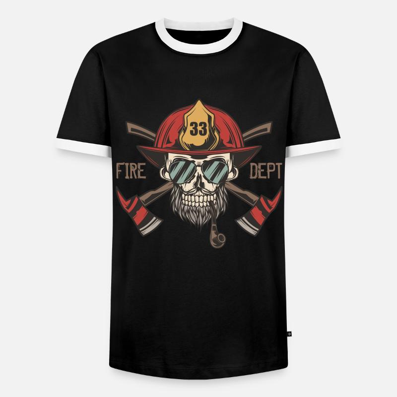 fire dept - Men's Ringer Shirt - black/white