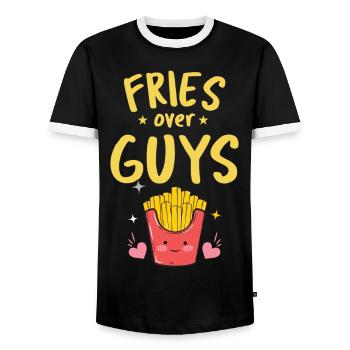 French fries Funny saying shirt as a gift - Men's Ringer Shirt - black/white - Front - AI Model Female 172 light (172cm) & AI Model Male 178 light (178cm)