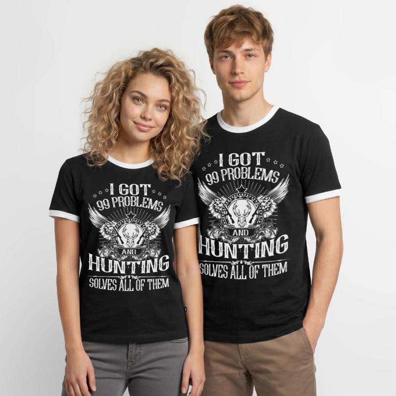 Hunting Solves Problem Men's Ringer Shirt