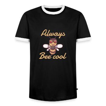 Always bee cool - Men's Ringer Shirt - black/white - Front - AI Model Female 172 light (172cm) & AI Model Male 178 light (178cm)