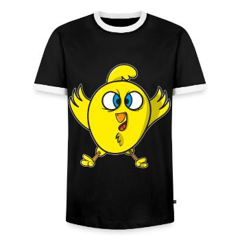 Birdie bird chick - Men's Ringer Shirt - black/white - Front - AI Model Female 172 light (172cm) & AI Model Male 178 light (178cm)