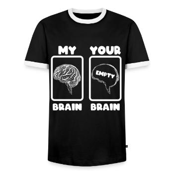 My brain your brain funny - Men's Ringer Shirt - black/white - Front - AI Model Female 172 light (172cm) & AI Model Male 178 light (178cm)