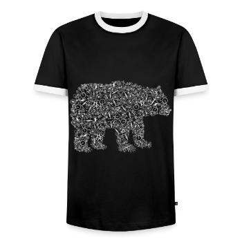 The bear from many bicycles Bicycle - Men's Ringer Shirt - black/white - Front - AI Model Female 172 light (172cm) & AI Model Male 178 light (178cm)