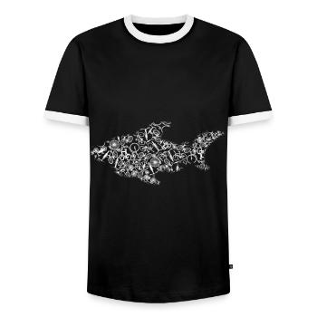 Le requin à vélo - T-shirt contrasté Homme - noir/blanc - Devant - AI Model Female 172 light (172cm) & AI Model Male 178 light (178cm)