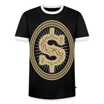 Dollars signes Gold T Shirt &Sweat à capuche - Argent - T-shirt contrasté Homme - noir/blanc - Devant - AI Model Female 172 light (172cm) & AI Model Male 178 light (178cm)