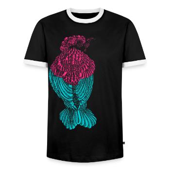 Oiseau coloré - T-shirt contrasté Homme - noir/blanc - Devant - AI Model Female 172 light (172cm) & AI Model Male 178 light (178cm)