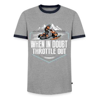 WHEN IN DOUBT SNOWMOBLE - Men's Ringer Shirt - grey/navy  - Front - AI Model Female 172 light (172cm) & AI Model Male 178 light (178cm)