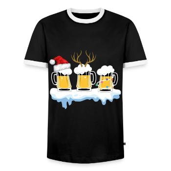 BIER SANTA HAT WEIHNACHTEN - Männer Kontrast-T-Shirt - Schwarz/Weiß - Vorne - AI Model Female 172 light (172cm) & AI Model Male 178 light (178cm)