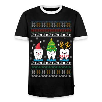 NOËL DES DENTS - T-shirt contrasté Homme - noir/blanc - Devant - AI Model Female 172 light (172cm) & AI Model Male 178 light (178cm)